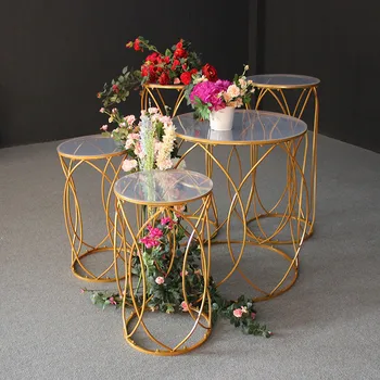 Свадебное украшение в золотой тематике, металлический десертный комбинированный стол, приветственная зона, подставка для торта для вечеринки, реквизит для макета сайта