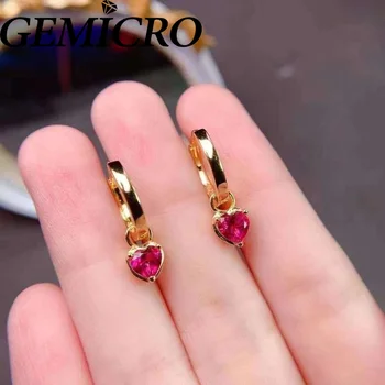 Серьги-кольца Gemicro из стерлингового серебра 925 пробы с натуральным розовым топазом для женщин, Ювелирные украшения на годовщину свадьбы, для женщин, для девочек, для матери