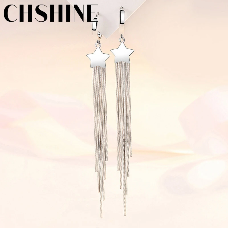 Серьги с кисточками в виде звезд из стерлингового серебра 925 пробы CHSHINE для женщин, любителей свадебной вечеринки, модные ювелирные изделия - 1