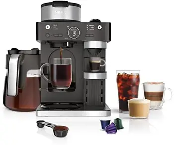 Система для приготовления эспрессо и кофе Barista, Совместимая с кофе на одну порцию и капсулами Nespresso, Графин на 12 чашек, Встроенный пенообразователь, E