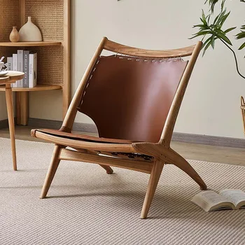 Скандинавские Современные стулья для гостиной, Креативный минималистичный Деревянный стул для спальни, Кожаный дизайн, Muebles Para El Hogar Мебель для квартиры