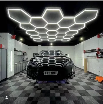 Сотовая световая панель с шестигранной решеткой для автомойки, Гаражный светильник, Потолочный дизайн, Гексагональные светодиодные фонари
