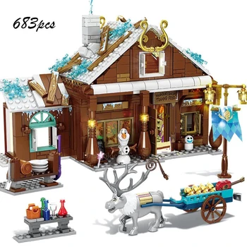 Строительные блоки, Совместимые с lepining & e movie Frozeninglys, Кирпичный Продуктовый магазин, игрушки для детей Disney Frozen