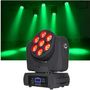 Сценический светильник 7X12 Вт Lyre RGBW Beam Moving Head Wash Проектор DJ Disco Party Огни для музыкальных вечеров Свадьбы