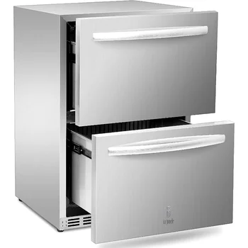 Холодильник под столом из нержавеющей стали с выдвижным ящиком Холодильник для напитков ICEJUNGLE с цифровым дисплеем