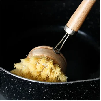 Щетка для чистки кухни сизалевая пальмовая щетка с короткой ручкой круглая щетка для мытья посуды буковая щетка для кастрюль
