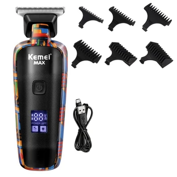 Электрическая машинка для стрижки волос Kemei, USB Перезаряжаемая машинка для стрижки волос Для мужчин, машинка для стрижки волос с принтом Граффити, Профессиональный Триммер