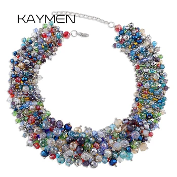Эффектное ожерелье ручной работы KAYMEN для женщин, модные чокеры с массивным воротником, украшенные бисером и кристаллами, ювелирные изделия Costuem, прямая поставка