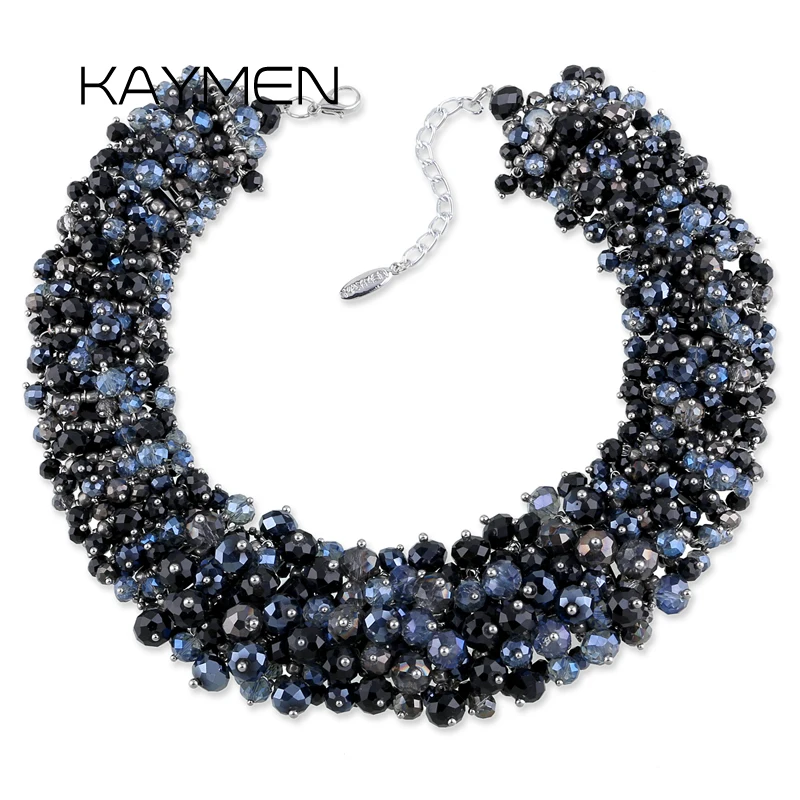 Эффектное ожерелье ручной работы KAYMEN для женщин, модные чокеры с массивным воротником, украшенные бисером и кристаллами, ювелирные изделия Costuem, прямая поставка - 2